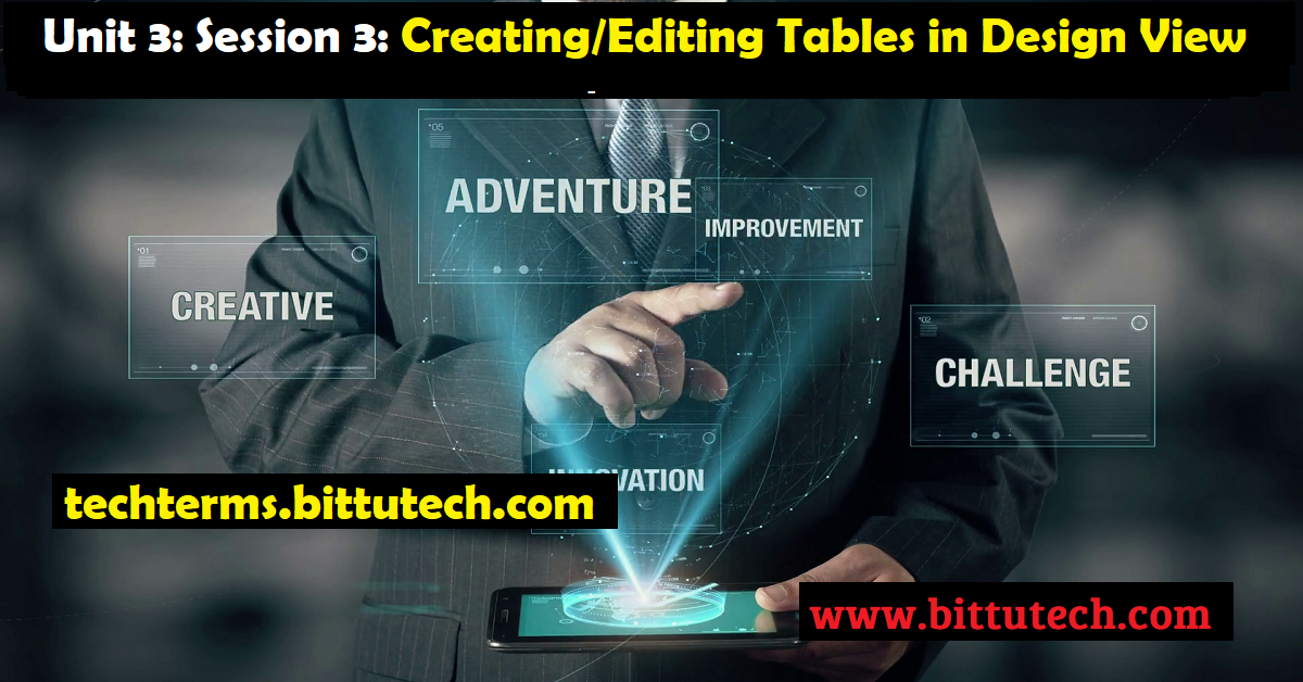 You are currently viewing Part B: Unit 3:Session 3: Creating/Editing tables in design view